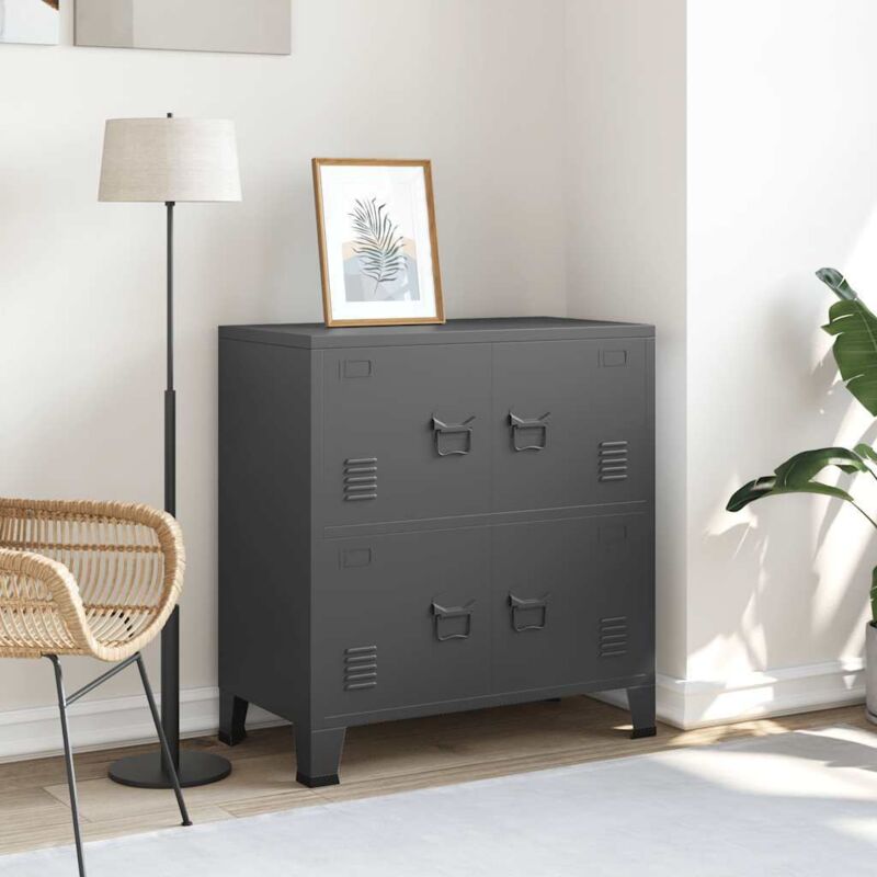 Coffre de rangement industriel Anthracite 75x40x80 cm Acier Vidaxl