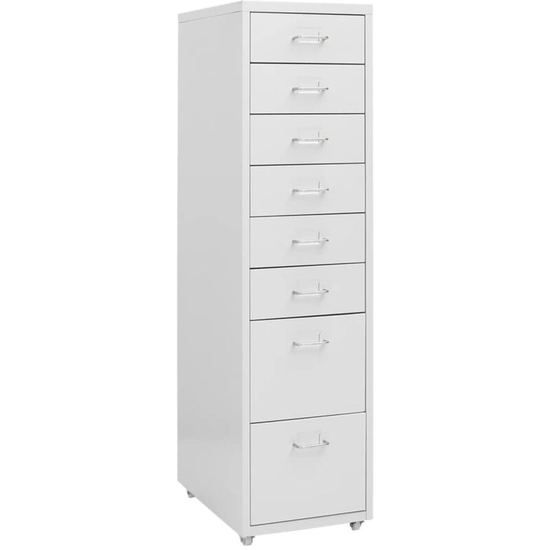 vidaXL Aktenschrank mit Rollen Grau 28x41x109 cm Metall
