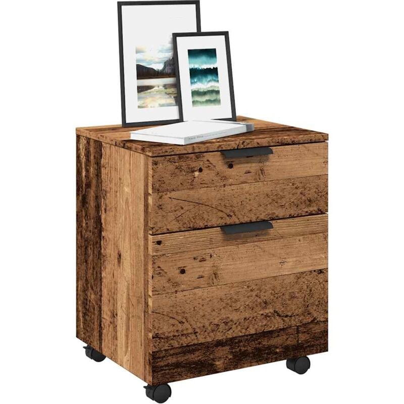 Vidaxl - Classeur mobile roues vieux bois 45x38x54 cm bois d'ingénierie
