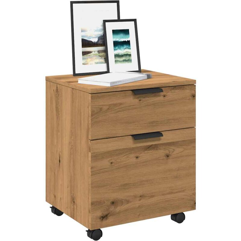 Vidaxl - Classeur mobile avec roues chêne artisanal 45x38x54 cm