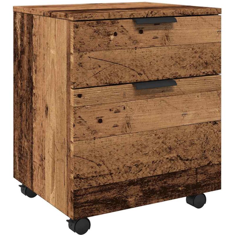 Classeur mobile roues vieux bois 45x38x54 cm bois d'ingénierie CFW914742