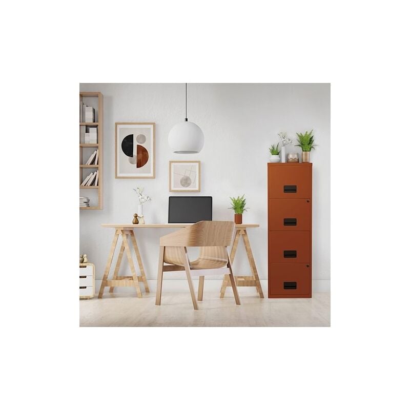 Classeur monobloc 4 tiroirs pour dossiers suspendus - terracotta - Maxiburo