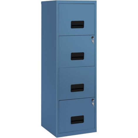 Classeur monobloc 4 tiroirs pour dossiers suspendus - bleu RAL 5023 - Maxiburo