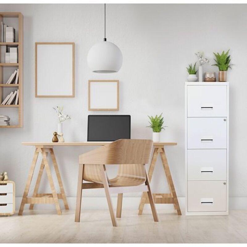 Classeur monobloc 4 tiroirs pour dossiers suspendus - blanc - Maxiburo