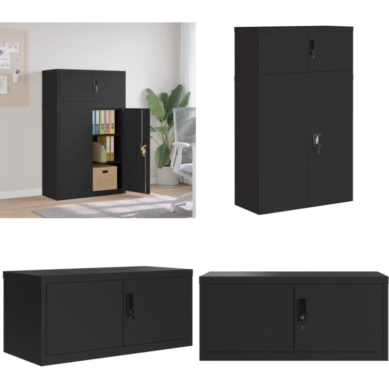 Vidaxl - Classeur noir 90x40x145 cm acier - Classeur - Meuble De Rangement - Armoire De Classement - Dossier - Organisation - Home & Living