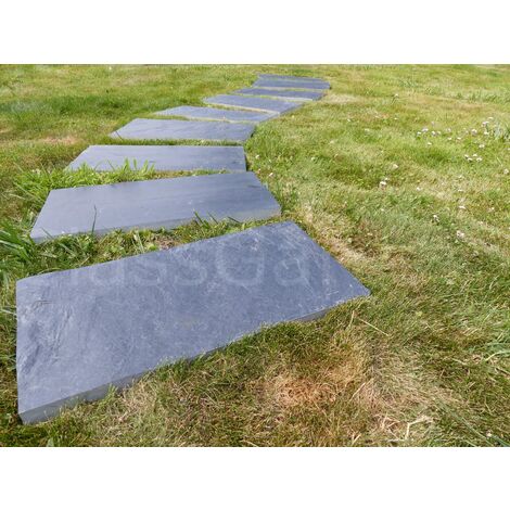 Classgarden – Pas japonais rectangulaire 50x25 cm – Dalle en ardoise noire – Épaisseur 3 cm – 4 bouts sciés – Poids 10 kg