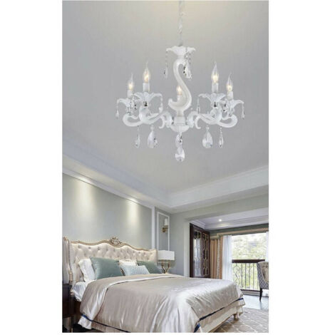 Classic Attacco E14 5 Bracci En Vendance Acrilico Lampada A15-5       Blanc