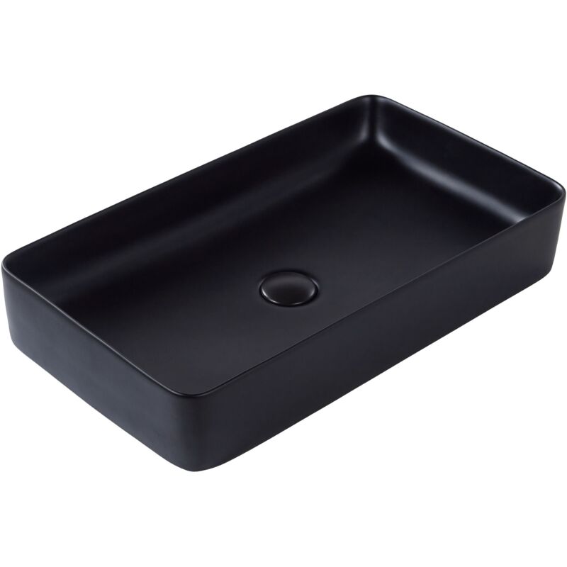 Beliani Countertop Basin Ulua 610 X 350 Mm Ceramic Black