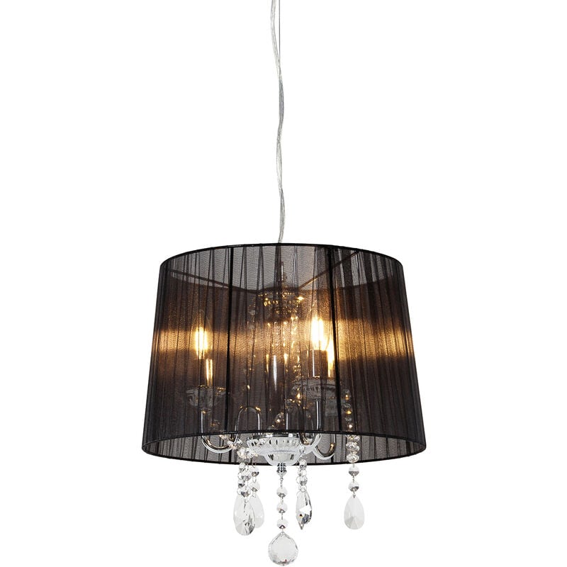 Classic chandelier chrome with black shade - Ann-Kathrin 3