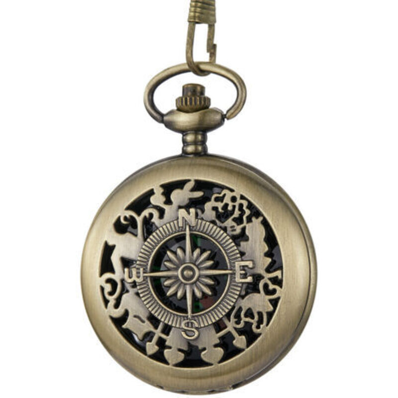 Classic Compass, Portable Vintage Retro Gold Pocket Watch, Outdoor Mountaineering Adventure Equipment, Flip Compass Pocket Watch