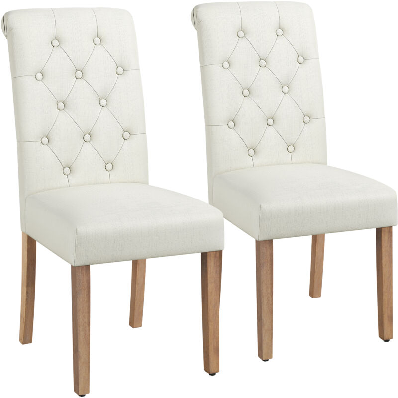 Classic Fabric Upholstered Dining Chairs Spring Padded Seat High Back