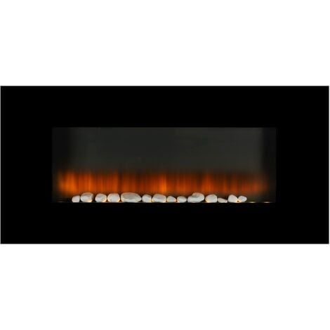 LGVSHOPPING Classic Fire Vancouver Camineo Elettrico - Caminetto Elettrico 105,5 x 48 x 12 cm - Stufa Elettrica con Fiamme LED - con Riscaldamento, Telecomando e Timer - 2000W - Montaggio a Parete - Nero