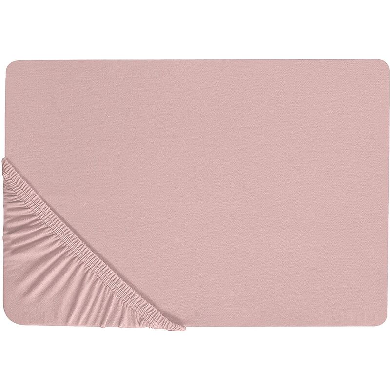 Classic Fitted Sheet Cotton 140 x 200 cm Pink Solid Pattern Elastic Edging Hofuf - Pink