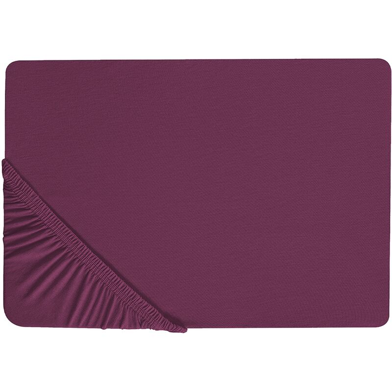 Classic Fitted Sheet Cotton 140 x 200 cm Solid Pattern Elastic Edging Burgundy Janbu