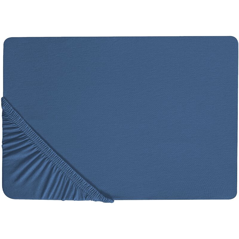 Classic Fitted Sheet Cotton 140 x 200 cm Solid Pattern Elastic Edging Navy Blue Janbu