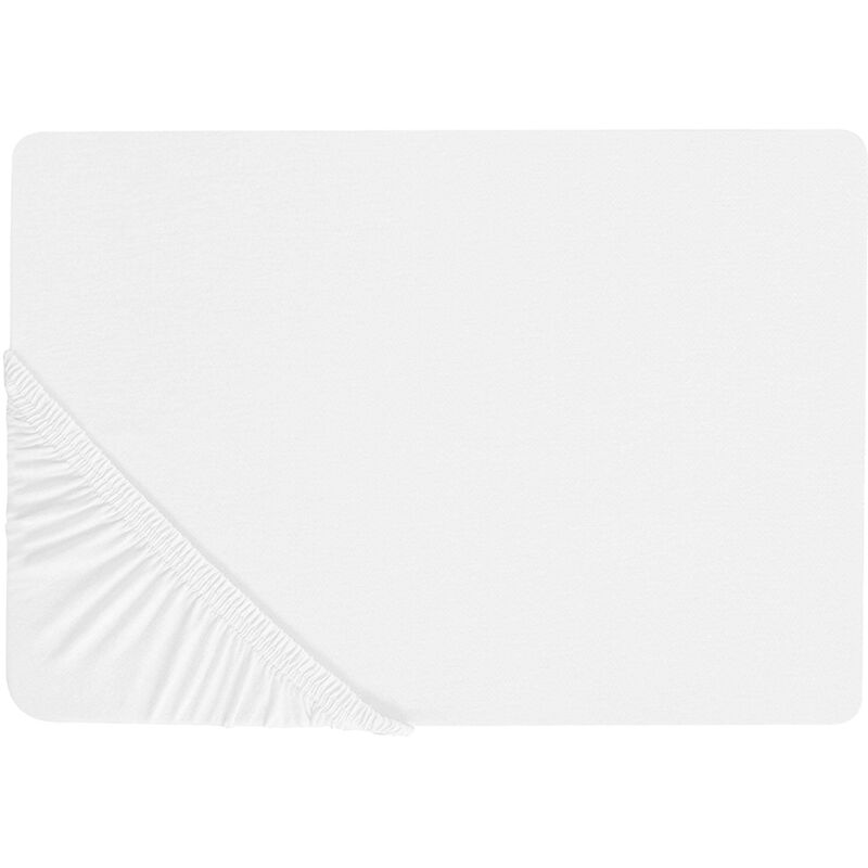 Classic Fitted Sheet Cotton 140 x 200 cm Solid Pattern Elastic Edging White Janbu - White