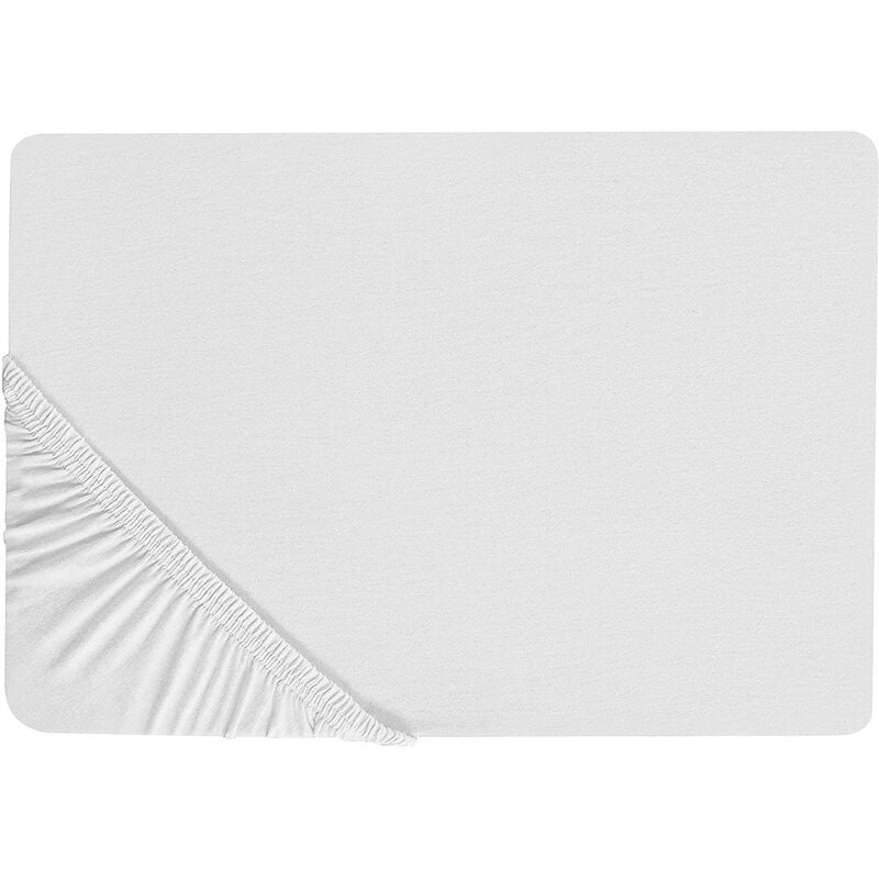 Classic Fitted Sheet Cotton 140x200 cm White Solid Pattern Elastic Edging Hofuf - White