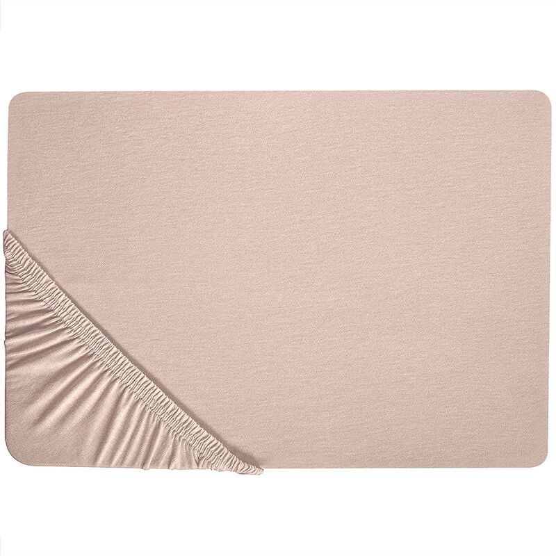 Classic Fitted Sheet Cotton 160 x 200 cm Beige Solid Pattern Elastic Edging Hofuf - Beige