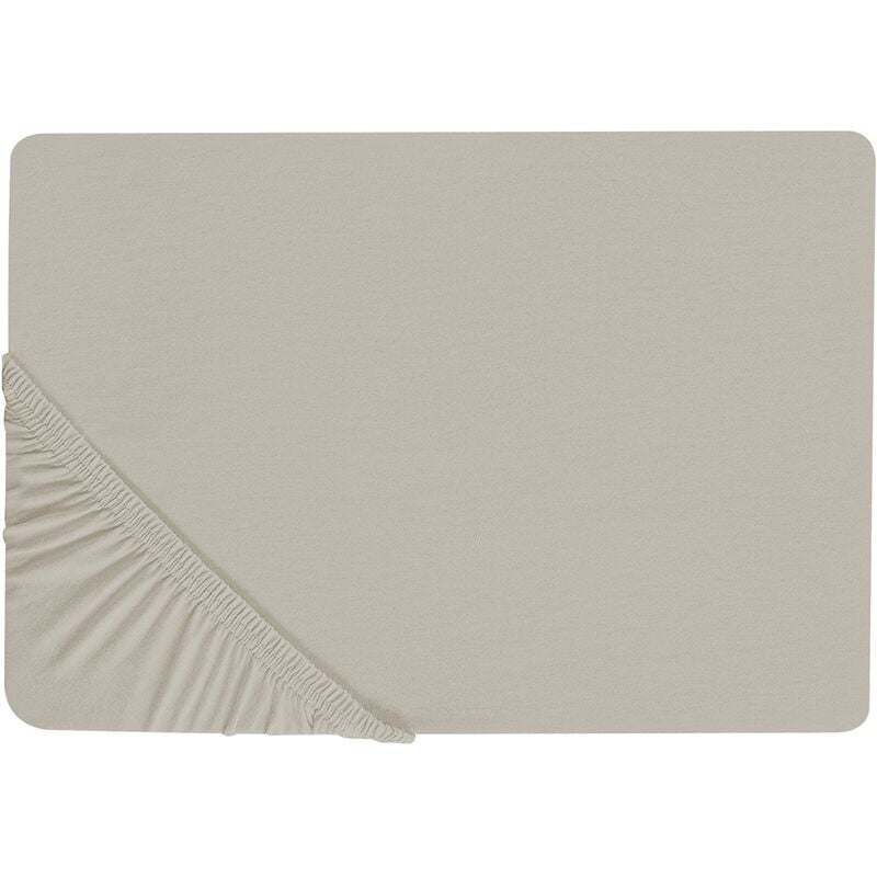 Classic Fitted Sheet Cotton 160 x 200 cm Solid Pattern Elastic Edging Taupe Janbu