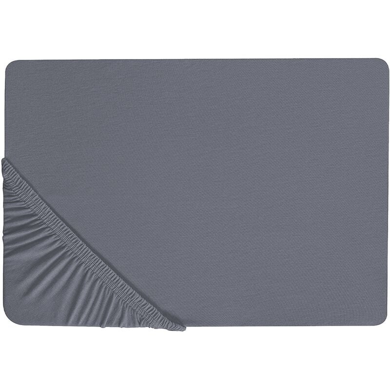 Classic Fitted Sheet Cotton 180 x 200 cm Solid Pattern Elastic Edging Dark Grey Janbu