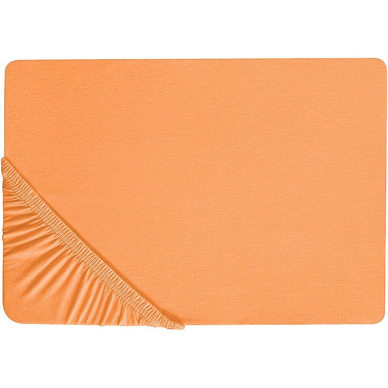 Classic Fitted Sheet Cotton 180 x 200 cm Solid Pattern Elastic Edging Orange Janbu