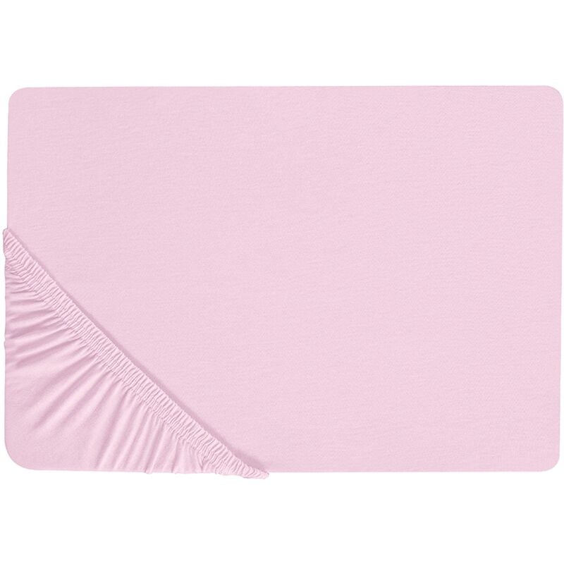 Classic Fitted Sheet Cotton 180 x 200 cm Solid Pattern Elastic Edging Pink Janbu