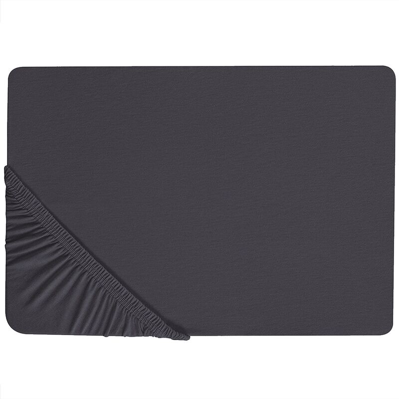 Classic Fitted Sheet Cotton 200 x 200 cm Black Solid Pattern Elastic Edging Hofuf - Black
