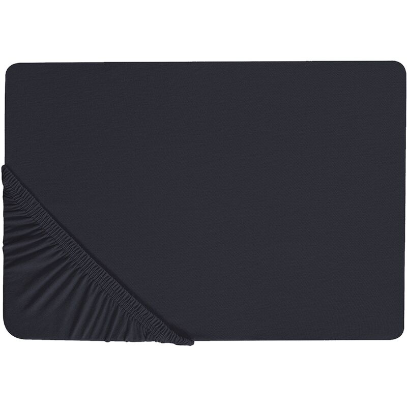 Classic Fitted Sheet Cotton 90 x 200 cm Solid Pattern Elastic Edging Black Janbu