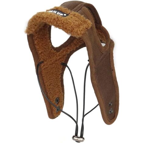 Classic Fleece Pet Hat Leather Pet Hat (Size L, Coffee)