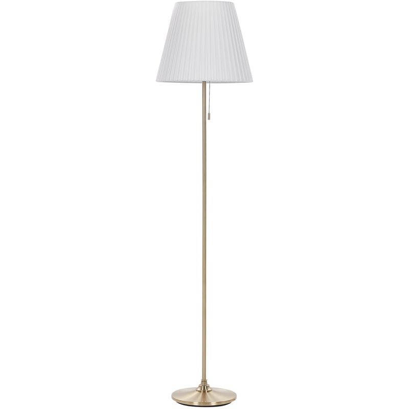 Classic Floor Lamp Empire Fabric Shade Living Room Bedroom Brass White Torysa - Brass