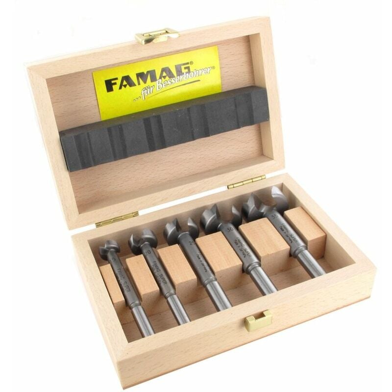 Famag - 8PCS Classic Forstner Bit, Set 15, 20, 25, 30, 35, 40, 45, 50 mm, in Woode