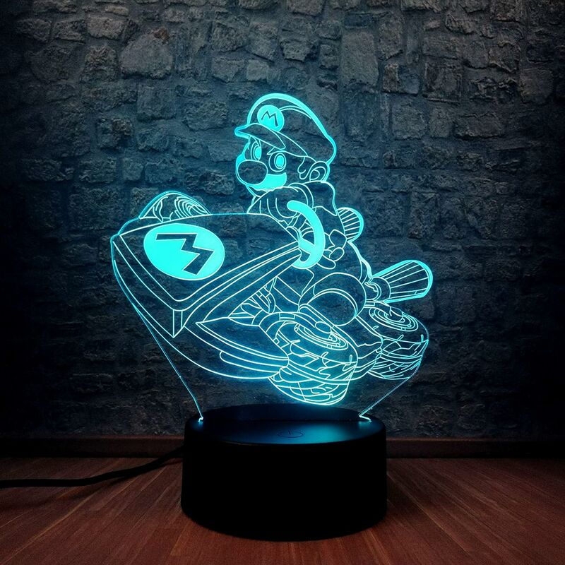 Image of Classic game role Drive Spaceship Night Light Classic Game Topic Figure Lamp Kids Room decor 3D LED Bulb Teens Desk Display