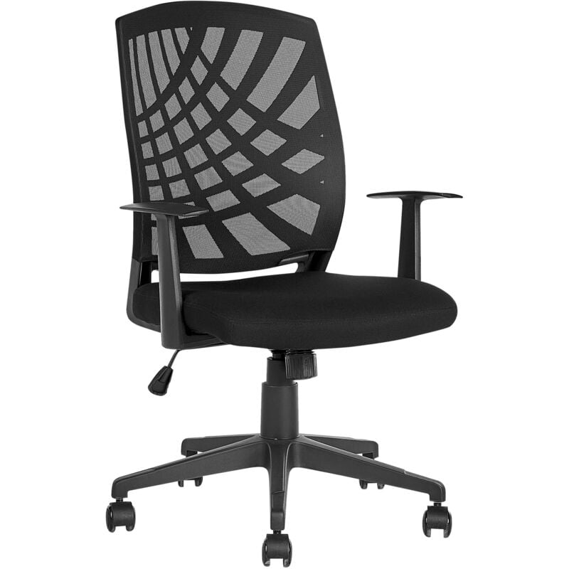 Classic Office Desk Chair Polyester Swivel Black Bonny - Black