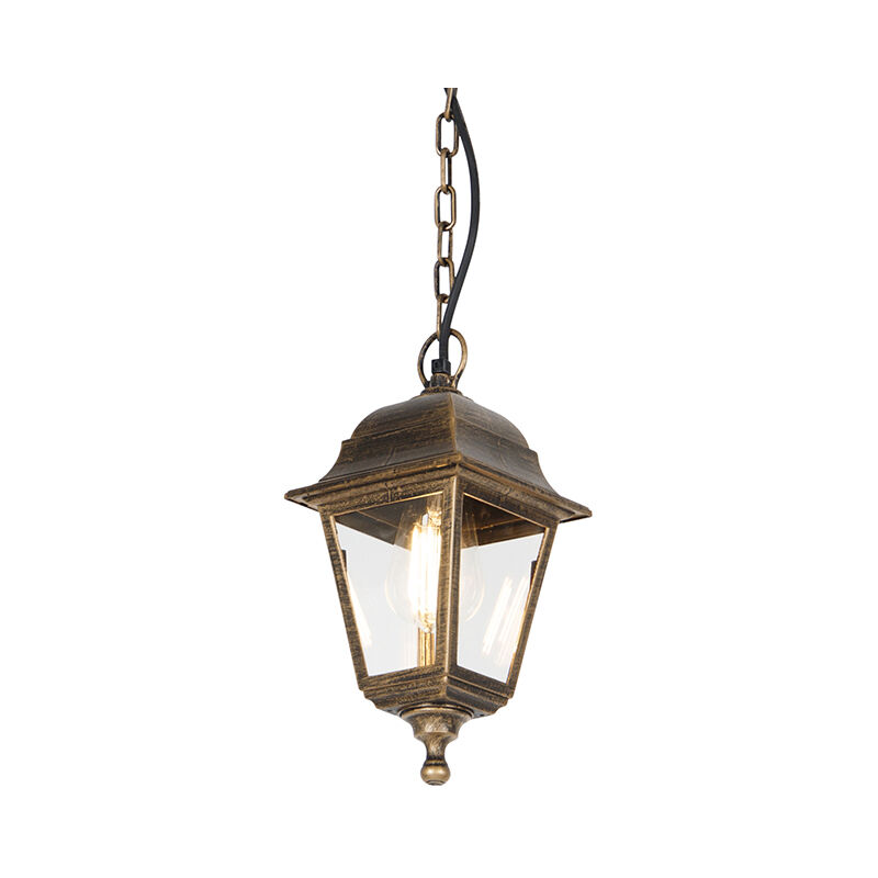 Qazqa - Classic outdoor pendant lamp antique gold IP44 - Capital - Gold/Messing