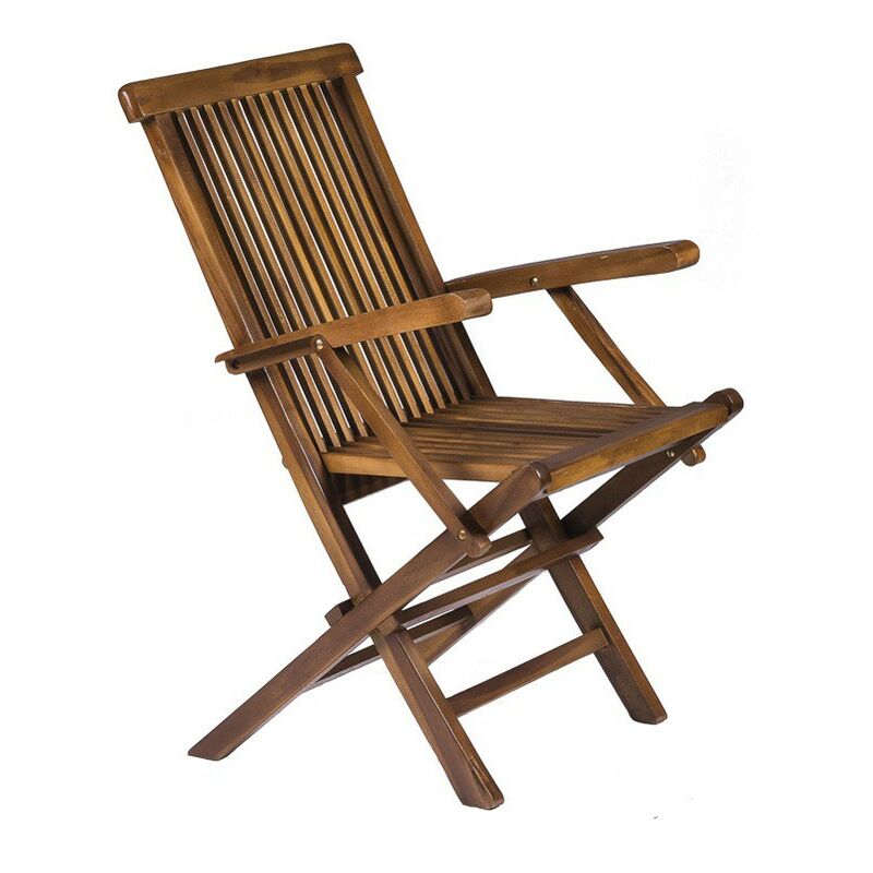 Classic Solid Teak Wooden Folding Outdoor Chair - Garden Patio Decking Furniture