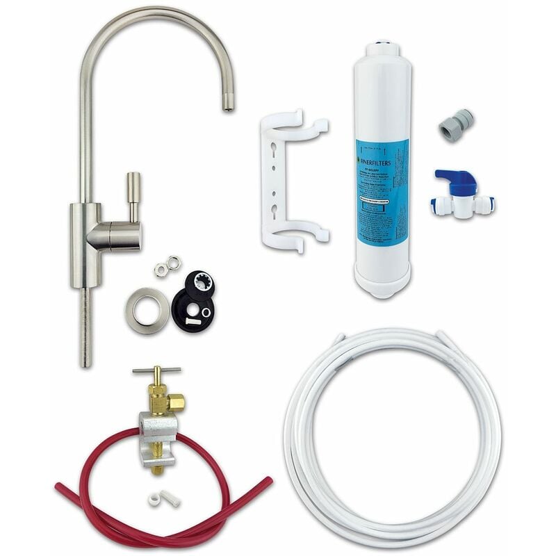 Classic Under Sink Drinking Water Filter System with FF-6010PF Push Fit Filter - Brushed Nickel Tap - Finerfilters