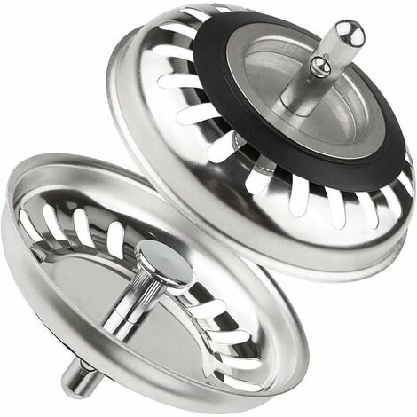Classic waste basket diameter 79.3 mm，Set of 2 Stainless Steel Kitchen Sink Plugs, Universal Kitchen Sink Filter, Stainless Steel Anti-blocking Sink Plug, for Kitchen and Bathroom