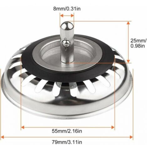 Tappo Scarico Lavabo Cromato 66 Mm - Con Meccanismo Click-Clack, Per Lavelli Bagno - Foto 9