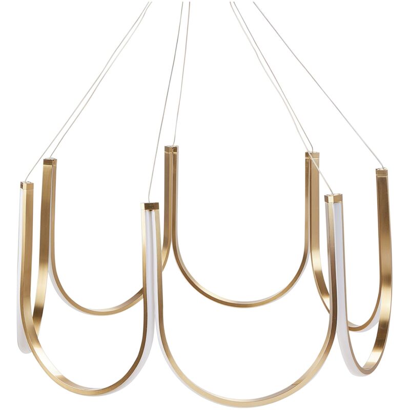 Beliani LED Chandelier PERQUENO Metal Gold, Gold