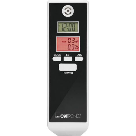 Clatronic AT 3605 Etilometro Bianco, Nero 0.0 fino a 1.9 ‰ incl. display, Visualizzazione diverse unità, Ora, Indicator