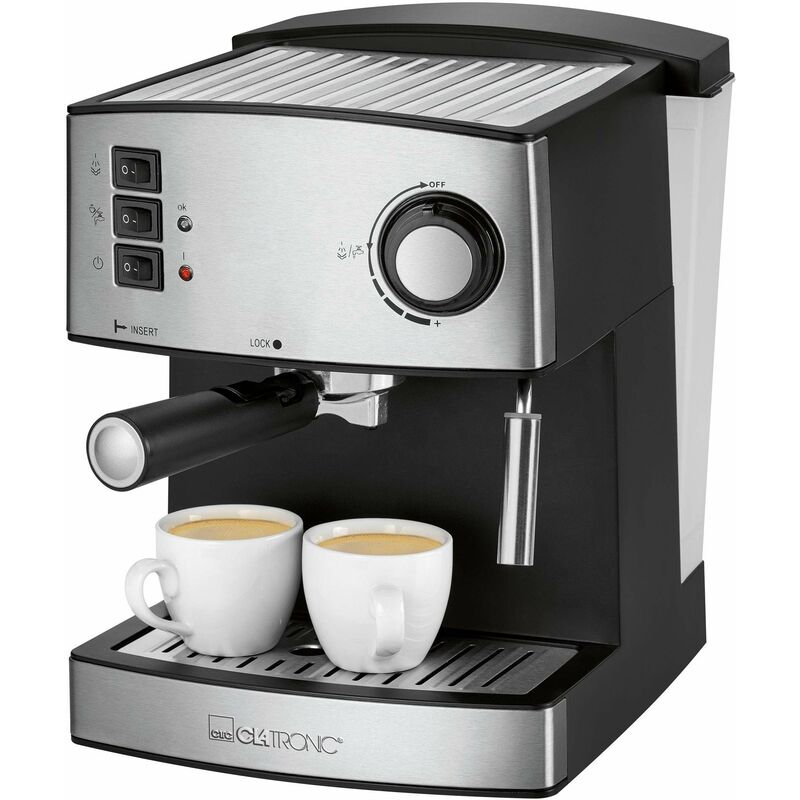 Image of Es 3643 Macchina caffè a filtri Nero, acciaio inox 850 w con scalda tazze, Con ugello schiumalatte - Clatronic