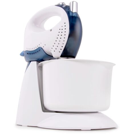 Clatronic HMS 3320 Batidora Amasadora Repostería con Bol 2L, 5 Velocidades + Turbo, Bol Giratorio, Botón Eject 250W Blanco/azul