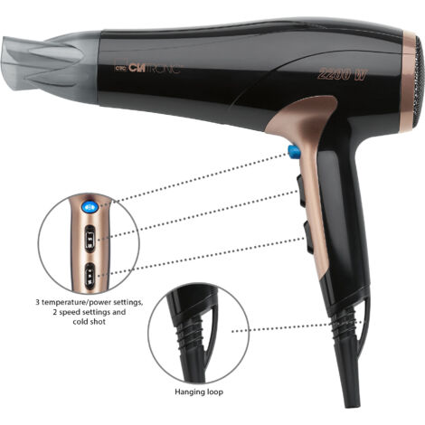 Clatronic HT 3661 secador de pelo negro cobre 2200W