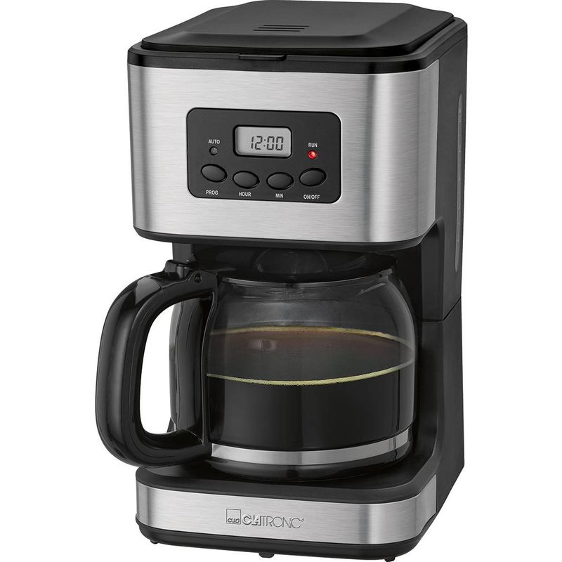 Ka 3642 Cafetera de Goteo Programable, 12/14 tazas 1,5 l, Válvula Antigoteo, Mantiene Caliente, lcd 24H 900W Negro/Plata - Negro/Plata - Clatronic