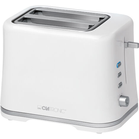 Clatronic TA 3554 Tostadora Pan, 2 Rebanadas, Regulador Nivel Tostado, 3Funciones, Calienta Panecillos, Recogemigas 870W Blanco