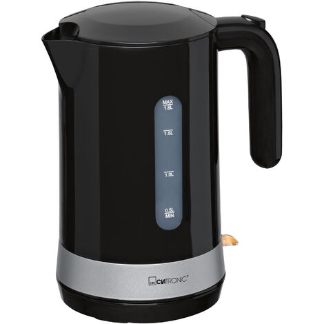 Clatronic WK 3452 Hervidor Agua Eléctrico, 1,8 L, sin BPA, Resistencia Oculta, Inalámbrico, Apagado Automático 2200W Negro
