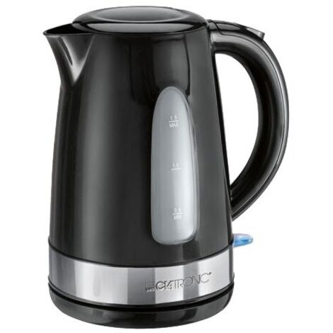 Clatronic WKS 3576 Bouilloire électrique 1,5 litre, récipient sans BPA, résistance cachée sans fil 2200W Noir