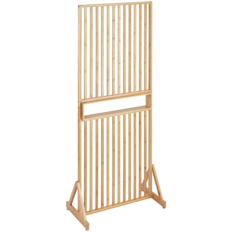 Wenko - Claustra intérieur bois Kailua avec étagère intégrée, Séparateur de pièce en bambou 100%, Cloison d'intérieur en bois, Dim (LxHxP) :