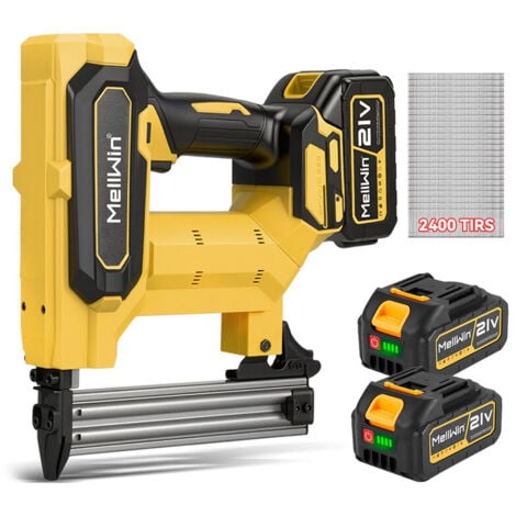 ONEVAN Clavadora inalámbrica profesional (clavo recto, longitud del clavo: 10-30 mm) - Con dos baterías de 3,0 Ah y 2400 clavos F30