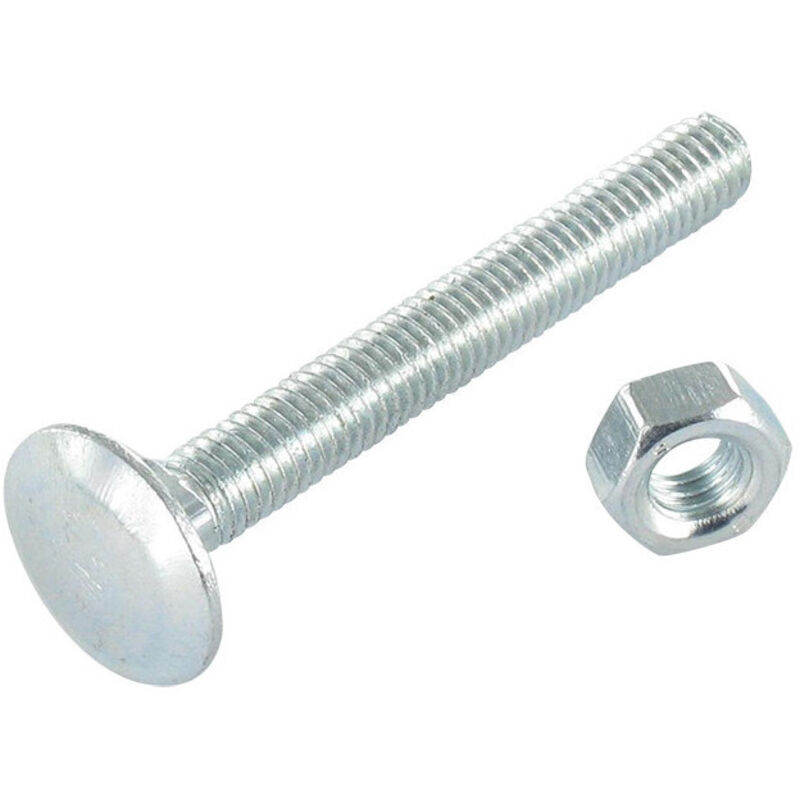 Boulon (vendu avec Ecrou) trcc japy tête ronde collet carré M12X140 Filetage total Acier zingué-25 pièces